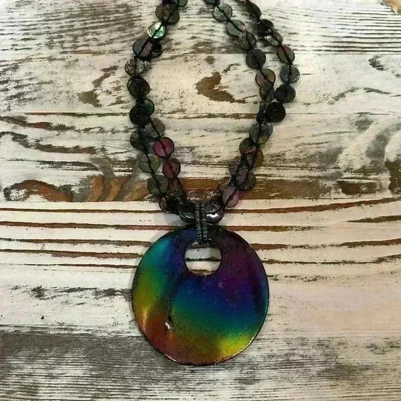Rainbow Pendant Statement necklace - Picture 2 of 8
